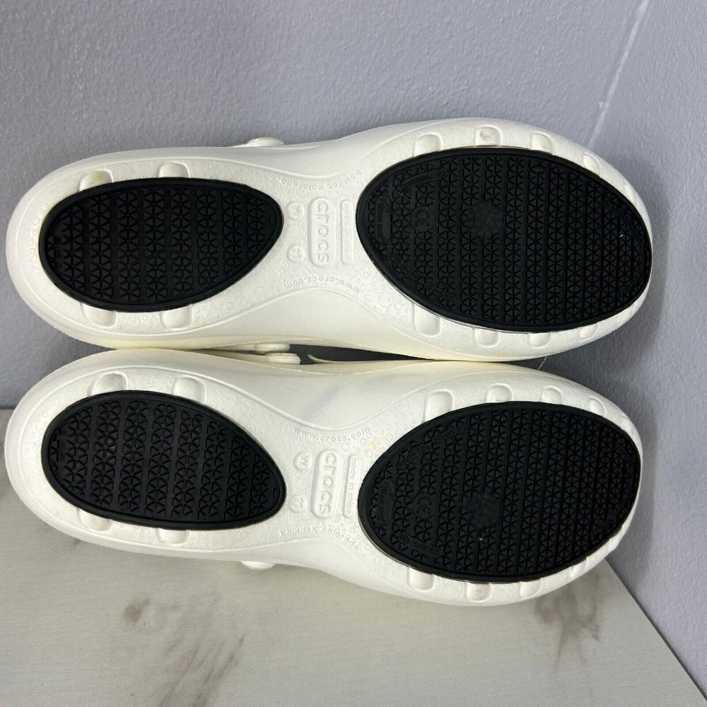 Crocs Bistro Clogs White, Black Bottom Slip Resistant Pads Women 11 NOTE colors - Picture 7 of 8